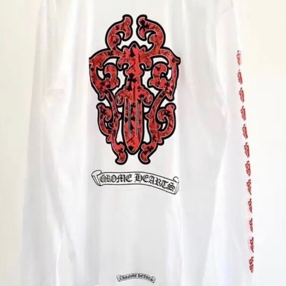 CHROME HEARTS DAGGER & CROSS PRINT LONG SLEEVE TSHIRT